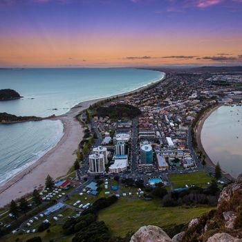 Views from the top of mount maunganui at sunset