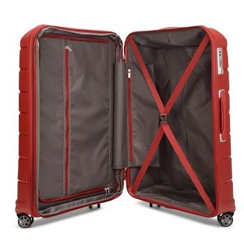 Red Samsonite Oc2lite suitcase opened up